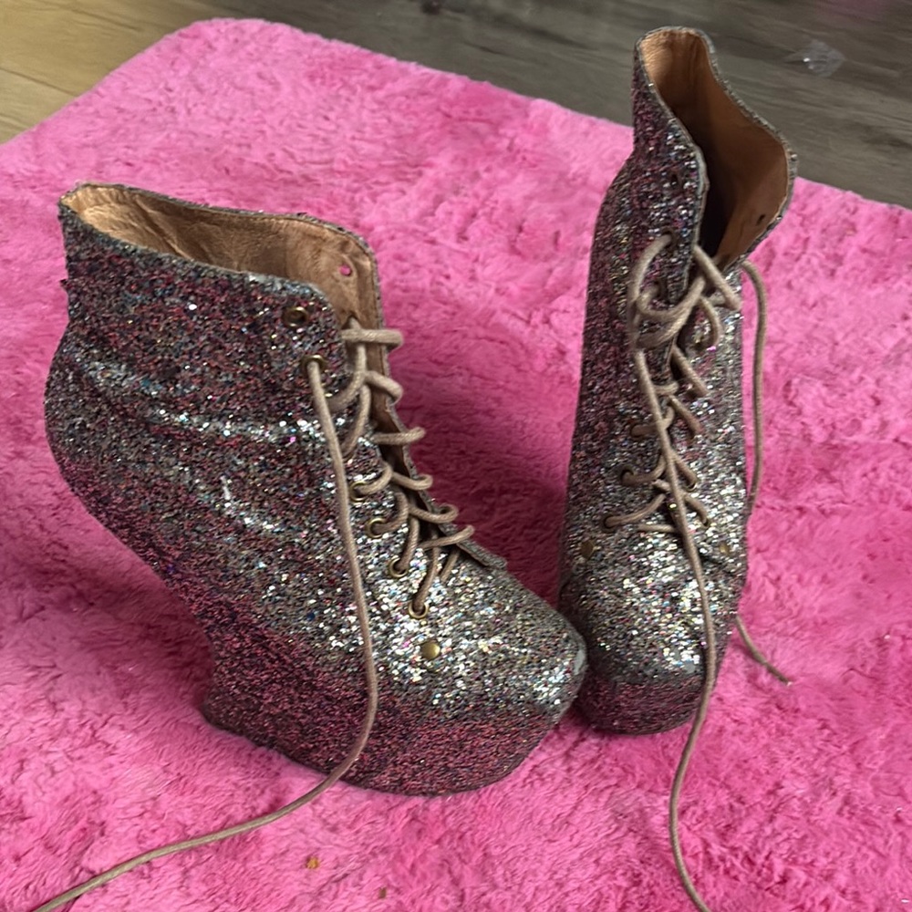 Glitter Platform Ankle Boots